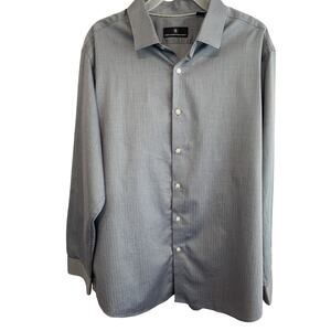 Hart Schaffner Marx Dillards Long Sleeve Dress Shirt Gray Dress Cotton Size XL